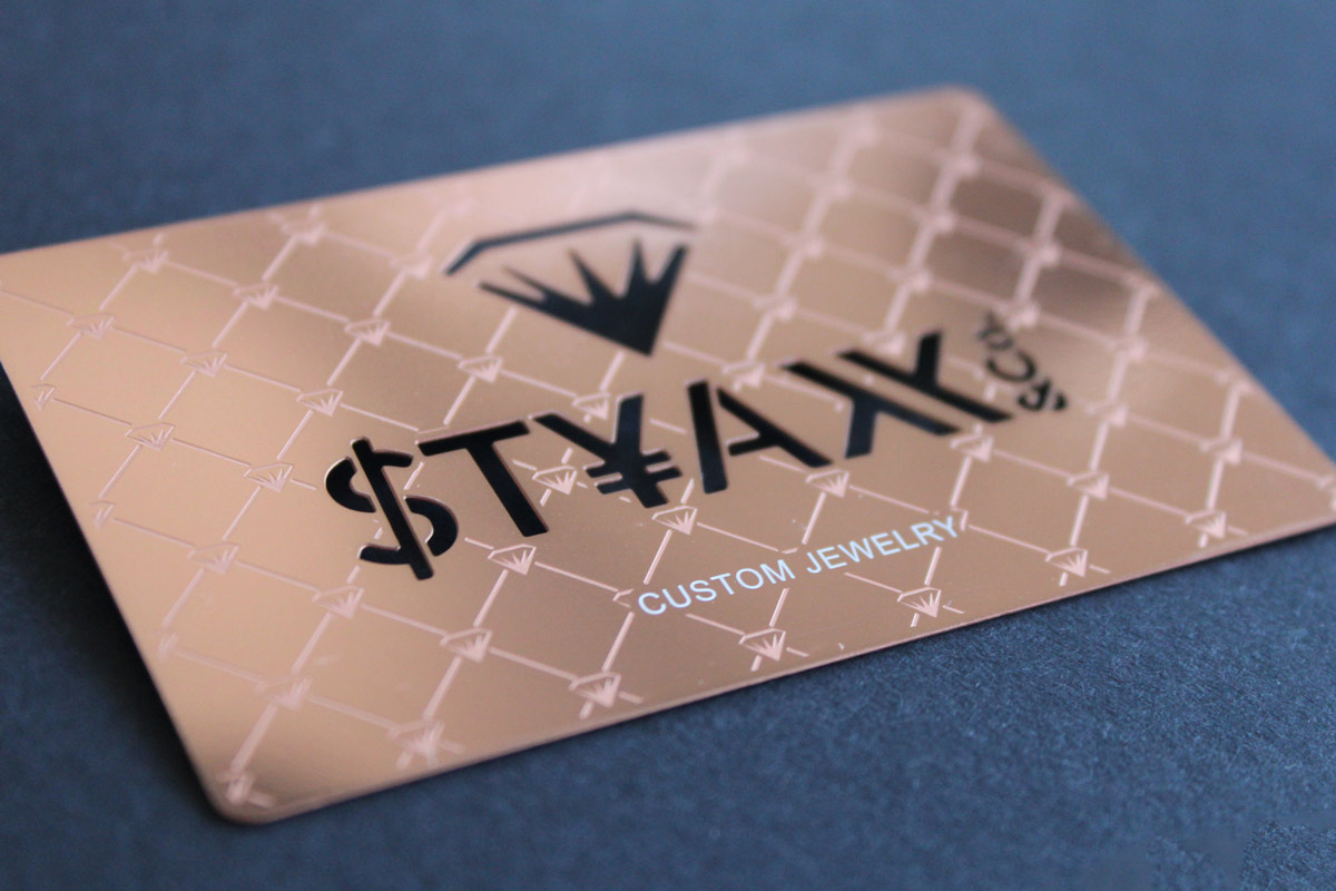 Gloss Rose Gold Metal Business Card